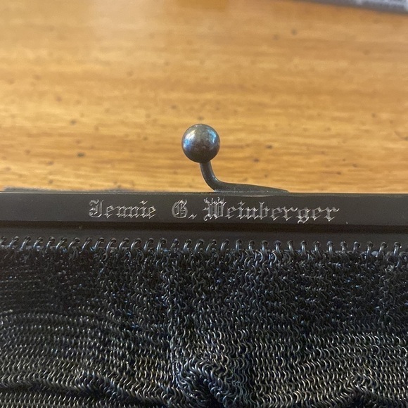 Antique German silver/ grey color mesh chains links evening purse/ clutch bag. - Picture 7 of 7